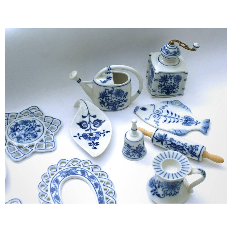 Juego de 305 piezas vintage de vajilla de porcelana zwiebelmuste de Meissen, Alemania 1992