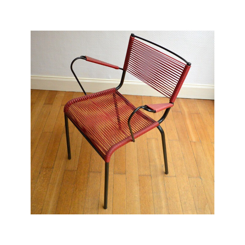 Chaise vintage en métal et scoubidou - 1950
