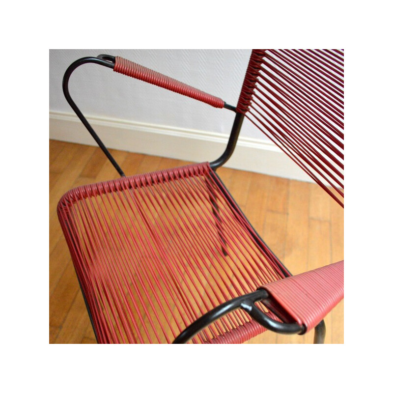 Vintage chair in metal and scoubidou - 1950s