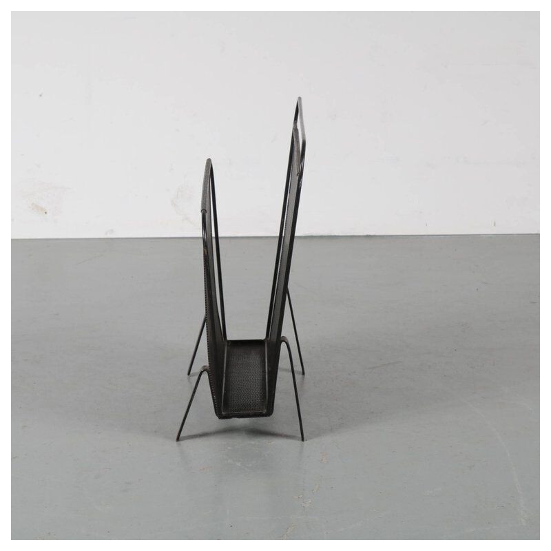 Black magazine rack by Mathieu Matégot for Artimeta