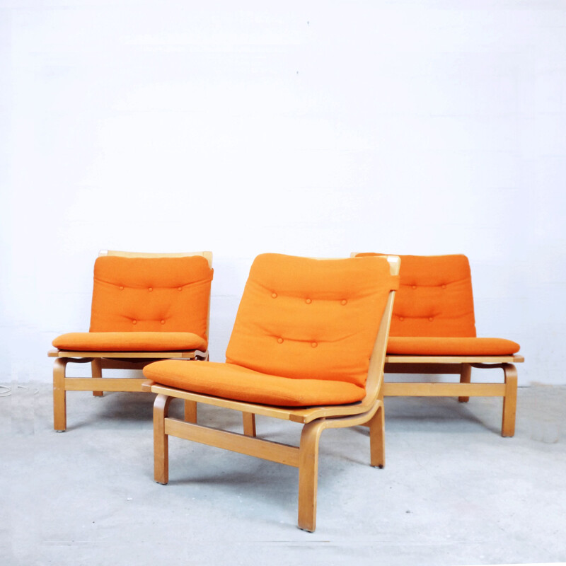 Armchair in orange fabric by Karl-Erik Ekselius for JOC Vetlanda