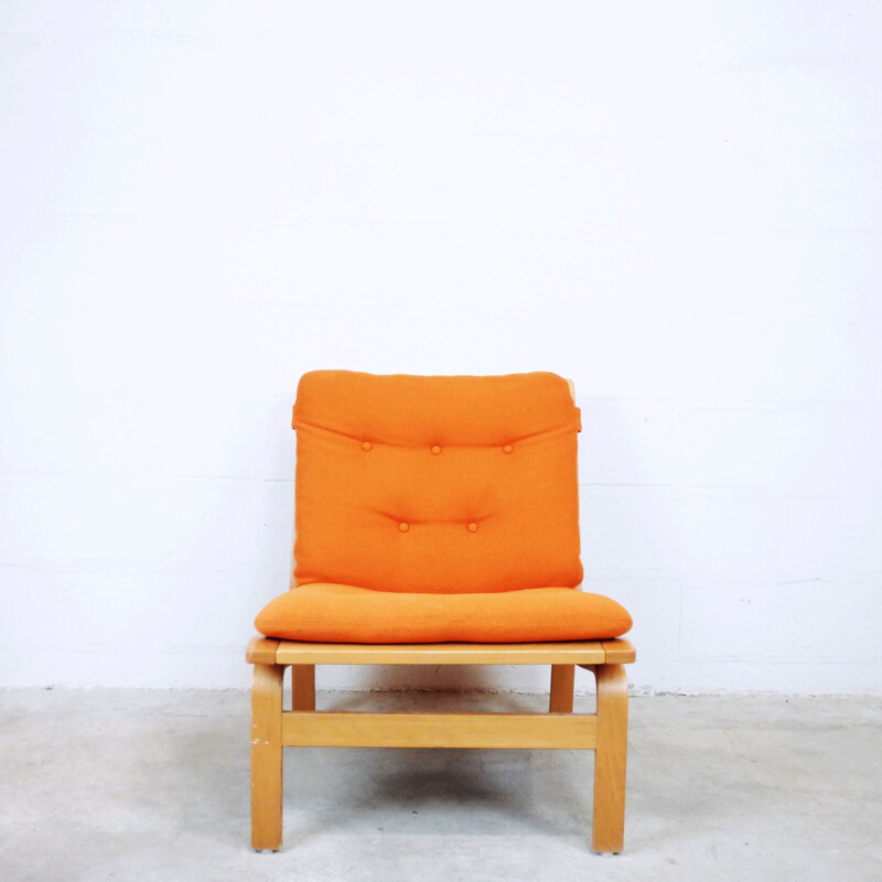 Armchair in orange fabric by Karl-Erik Ekselius for JOC Vetlanda