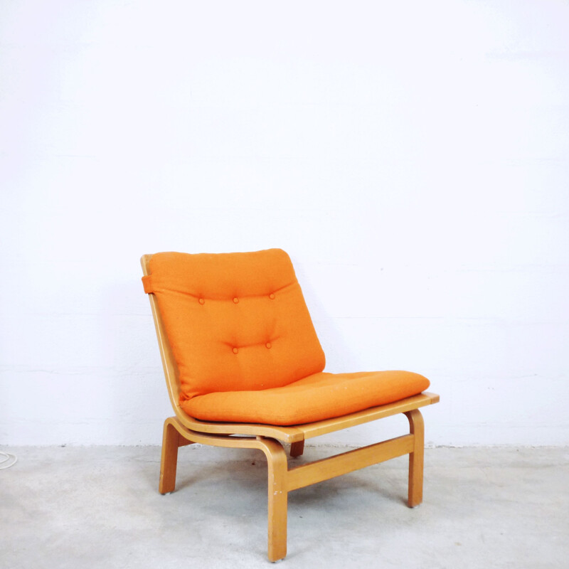 Armchair in orange fabric by Karl-Erik Ekselius for JOC Vetlanda