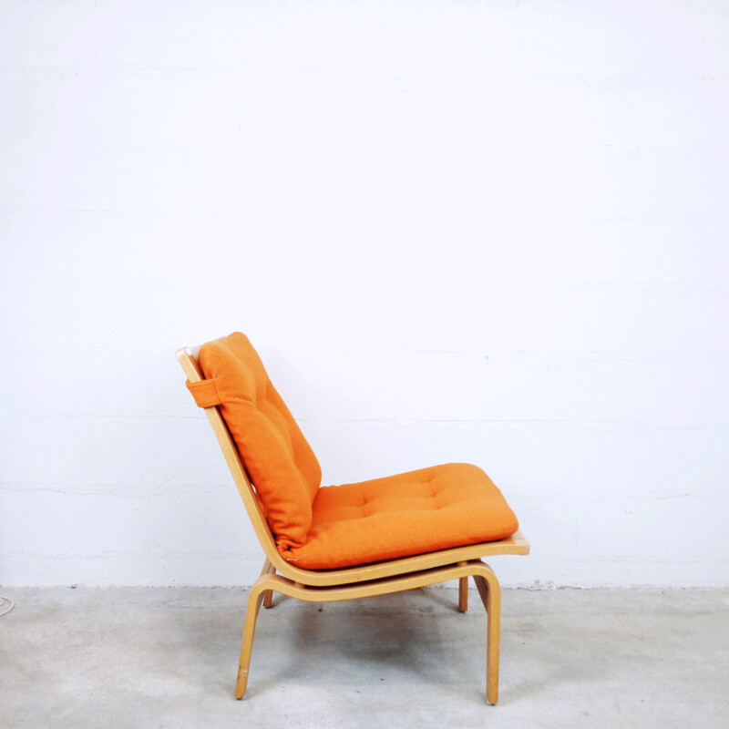 Armchair in orange fabric by Karl-Erik Ekselius for JOC Vetlanda