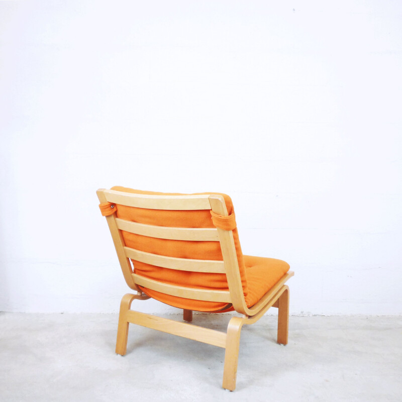 Armchair in orange fabric by Karl-Erik Ekselius for JOC Vetlanda