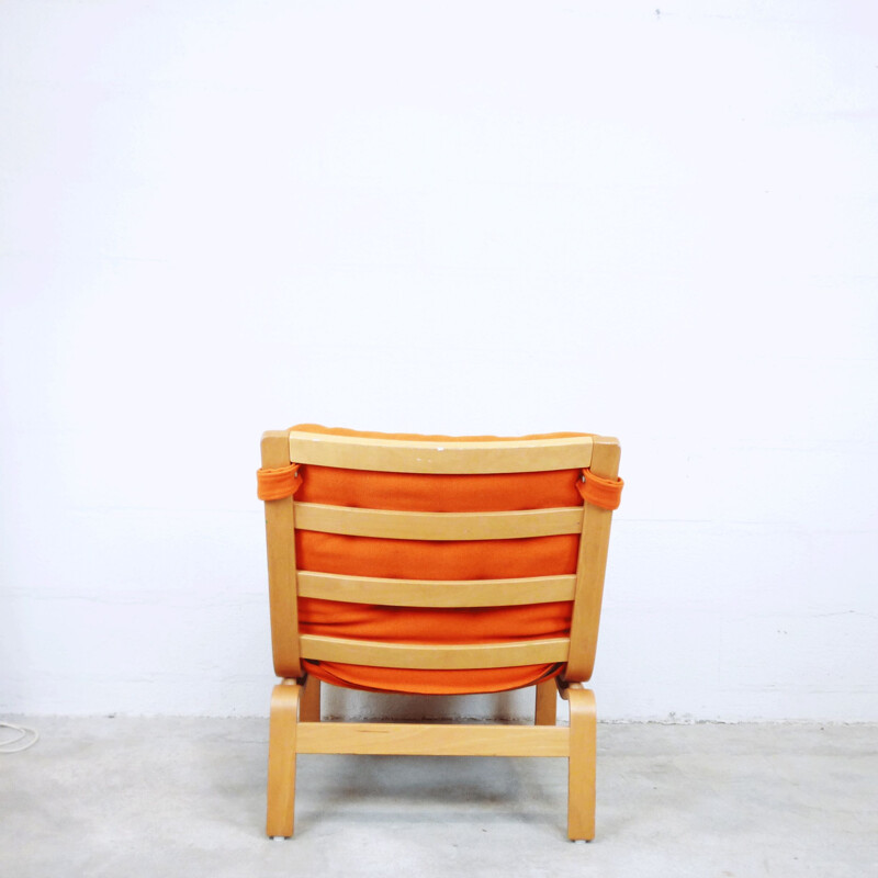 Armchair in orange fabric by Karl-Erik Ekselius for JOC Vetlanda