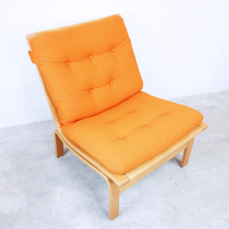 Armchair in orange fabric by Karl-Erik Ekselius for JOC Vetlanda