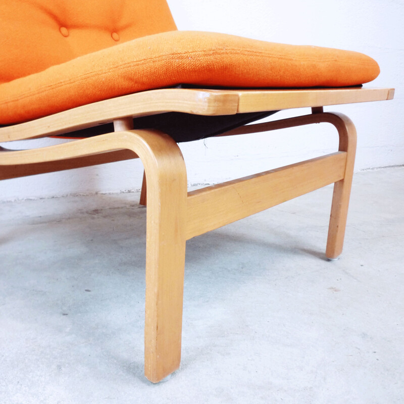 Armchair in orange fabric by Karl-Erik Ekselius for JOC Vetlanda