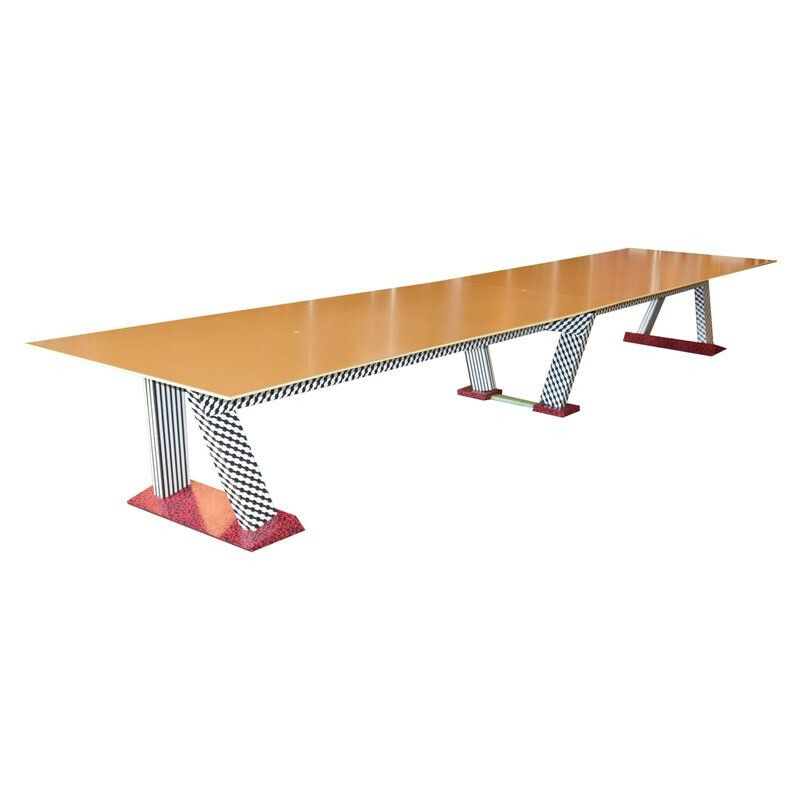 Memphis style conference table in laminated wood