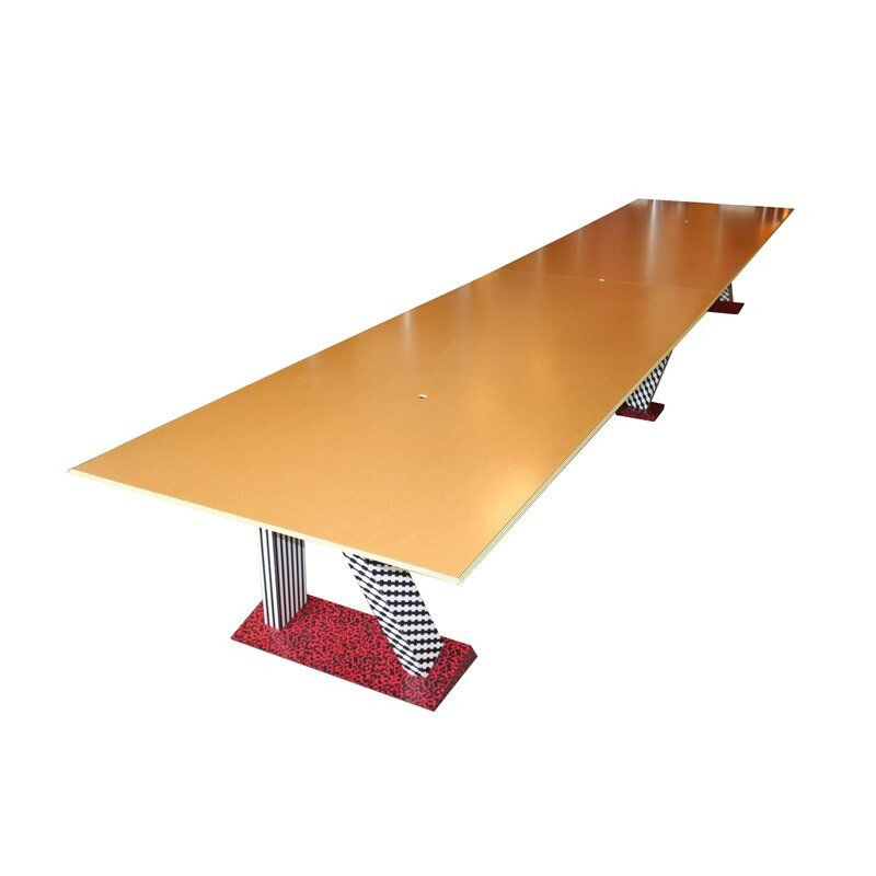 Memphis style conference table in laminated wood