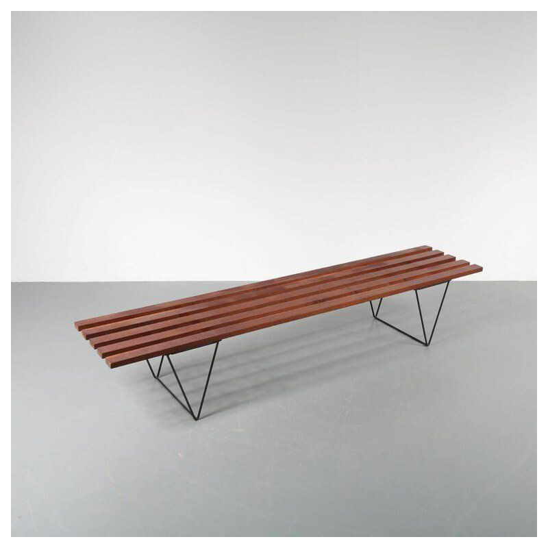 Vintage slate bench by Robin Day for Hille