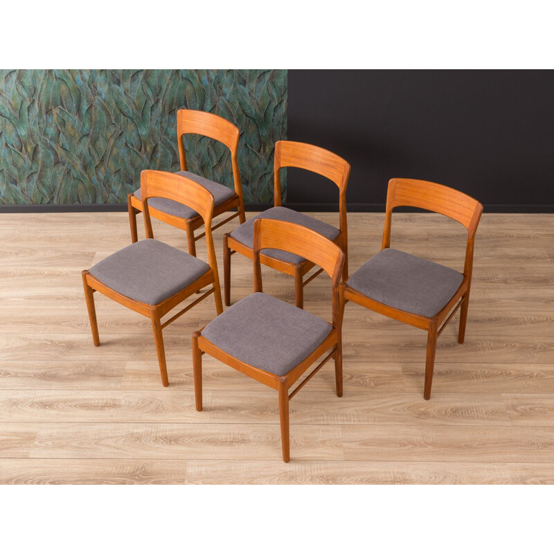 Set of 5 grey chairs in teak by K.S. Mobler