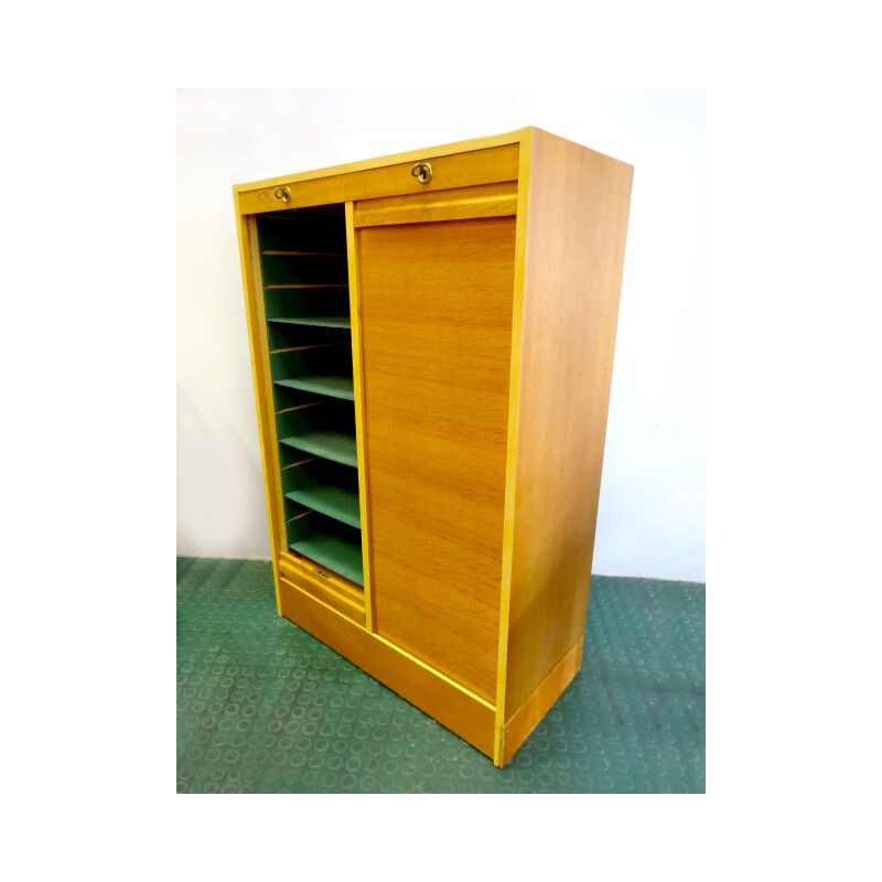 Vintage storage cabinet with double rollers 1960