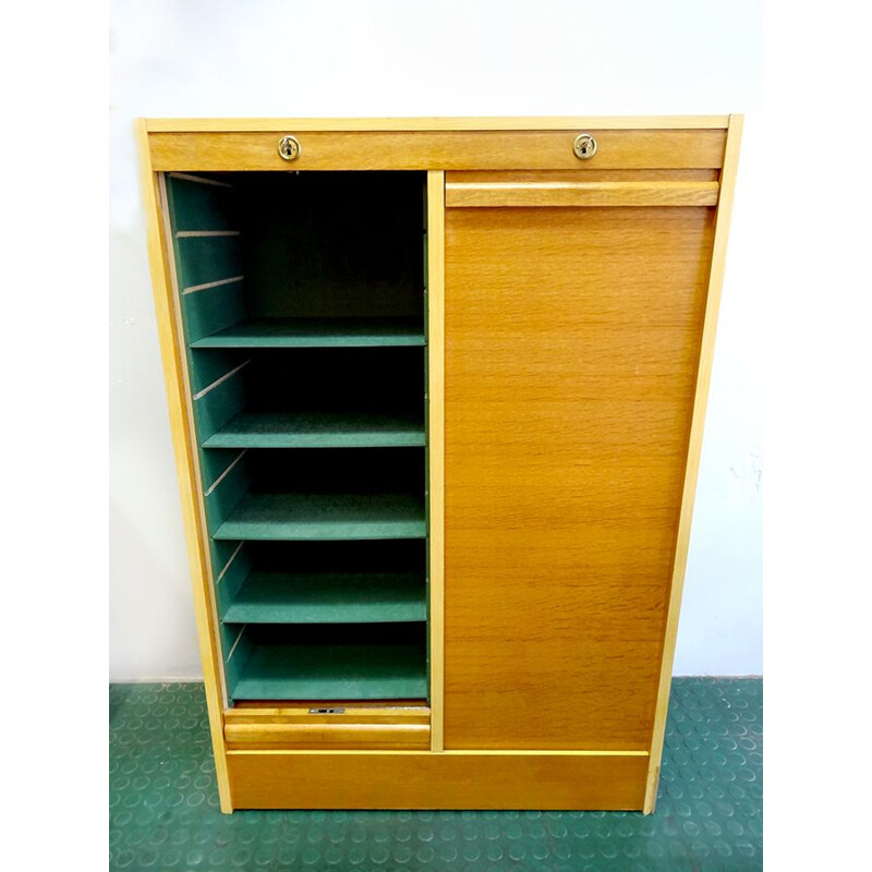 Vintage storage cabinet with double rollers 1960