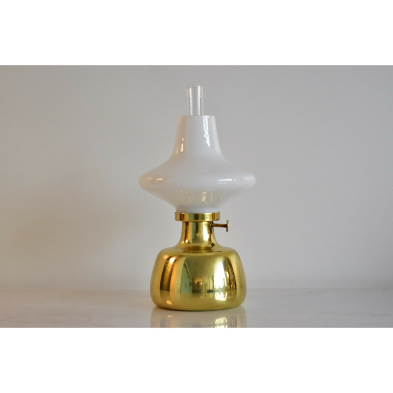 Vintage Petronella oil lamp for Louis Poulsen in glass and brass 1950