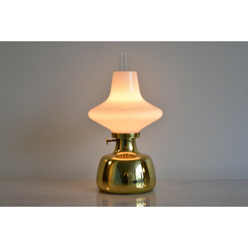 Vintage Petronella oil lamp for Louis Poulsen in glass and brass 1950