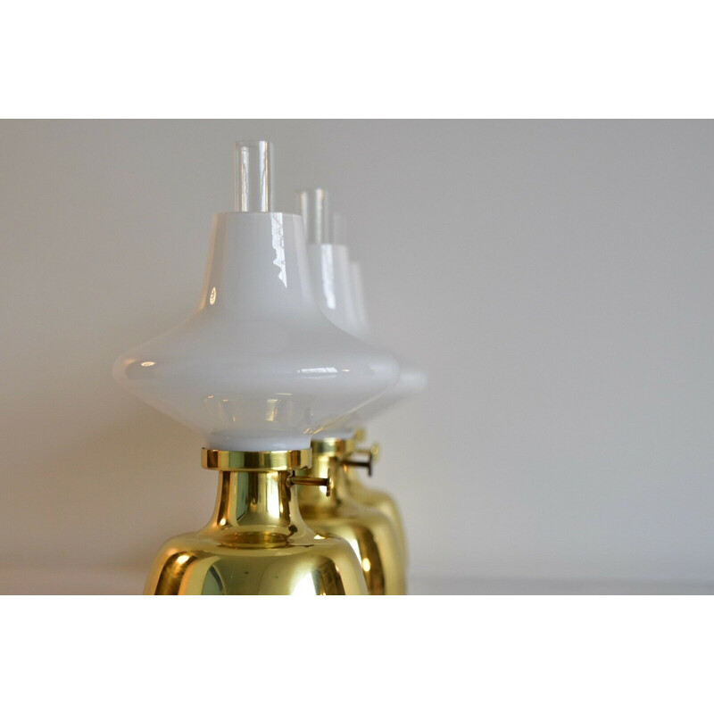 Vintage Petronella oil lamp for Louis Poulsen in glass and brass 1950