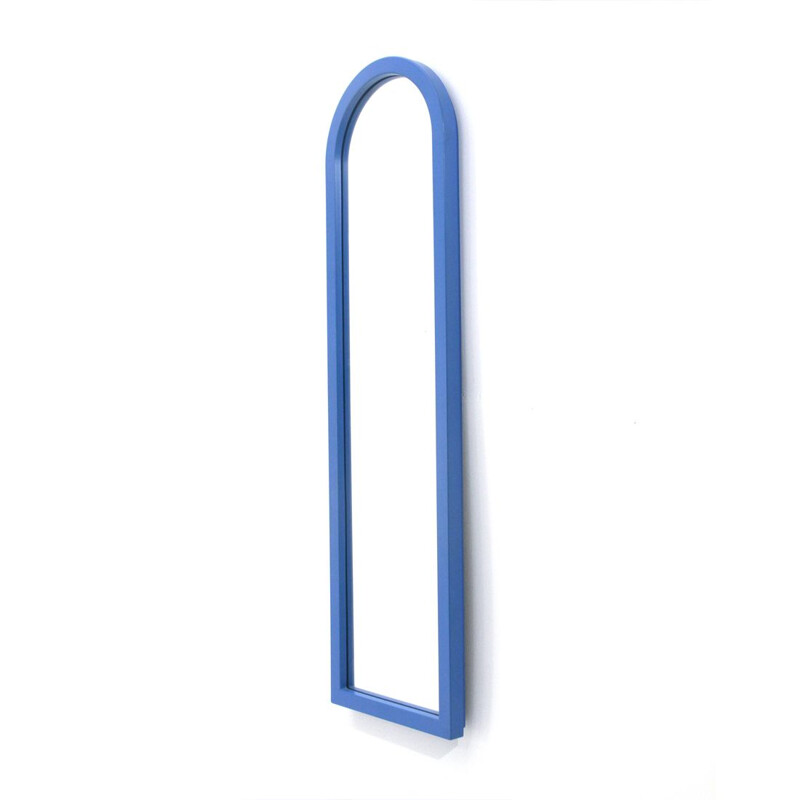 Vintage blue frame mirror by Anna Castelli Ferrieri for Kartell,1980