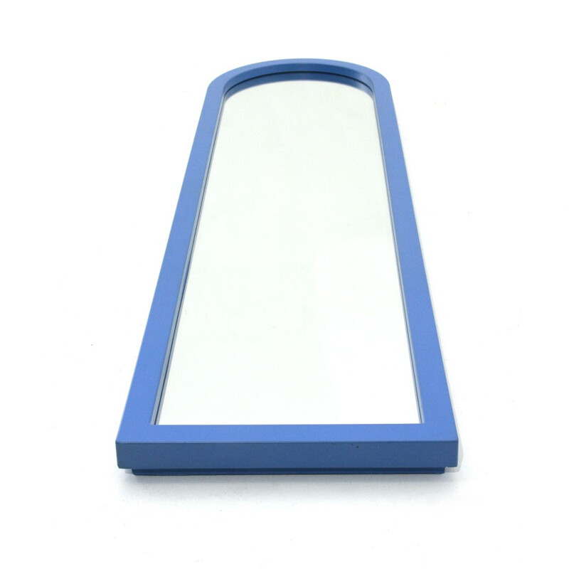 Vintage blue frame mirror by Anna Castelli Ferrieri for Kartell,1980