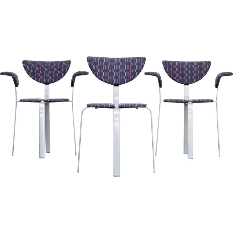 Set of 3 chairs in metal and fabric for BKS