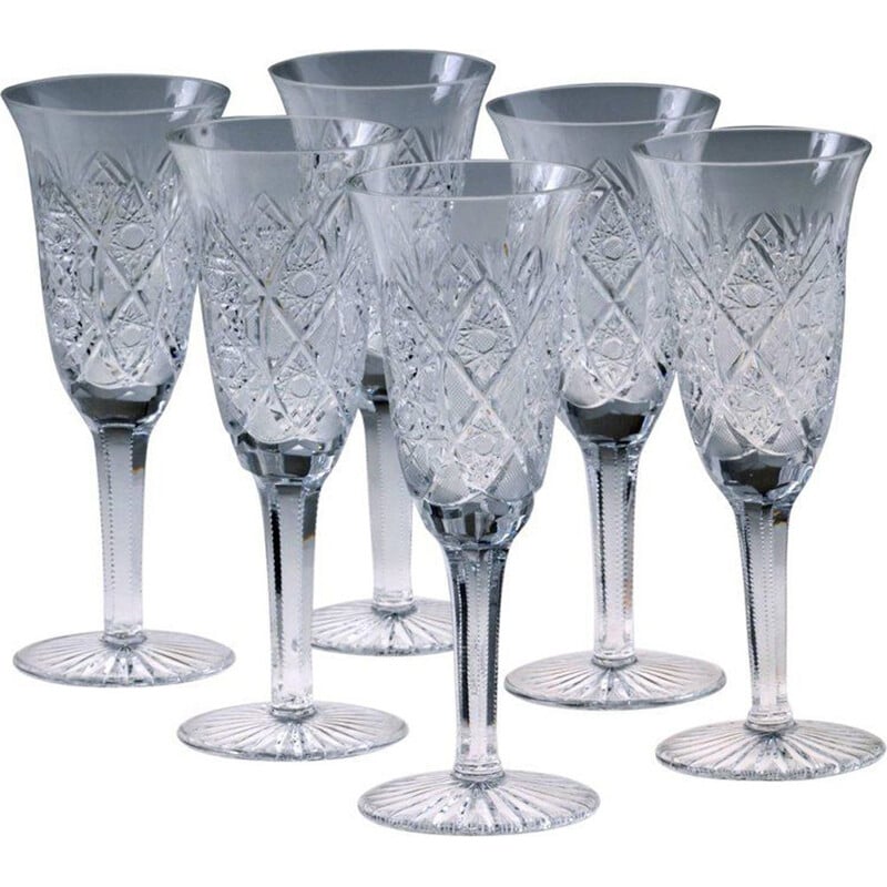 Set of 24 vintage crystal drinking pieces by Moser, Czech Republic 1960