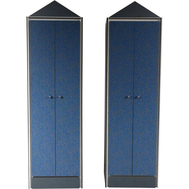 Armoire vintage de style Memphis en marbre bleu