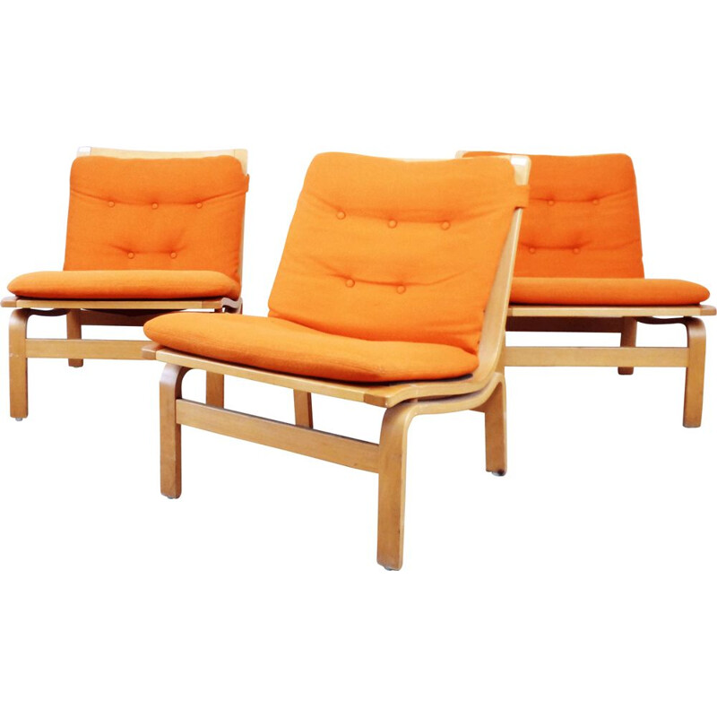 Armchair in orange fabric by Karl-Erik Ekselius for JOC Vetlanda