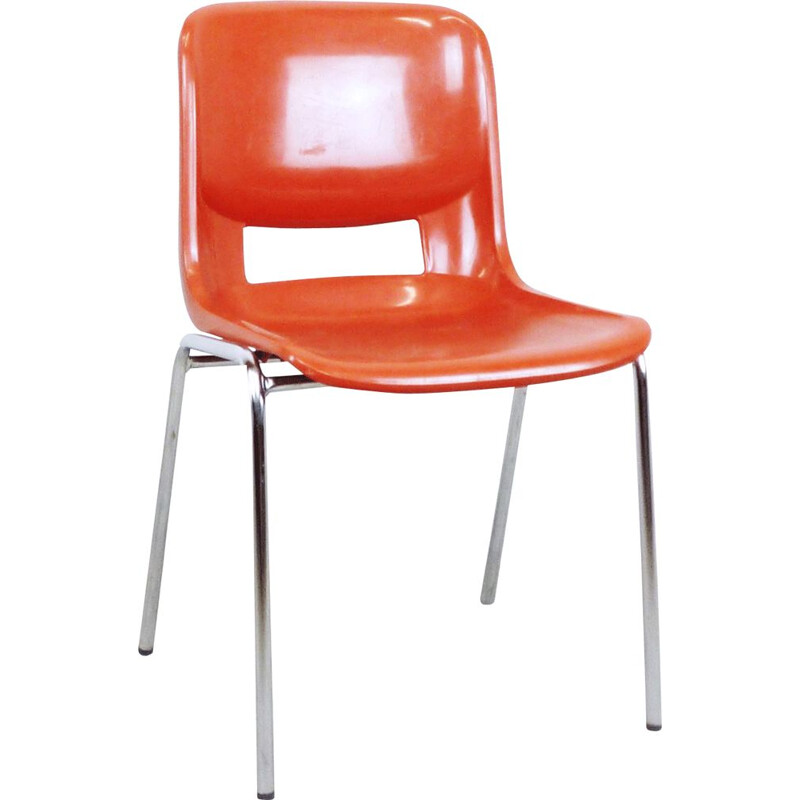 Orange school chair in plastic by ISKU OY