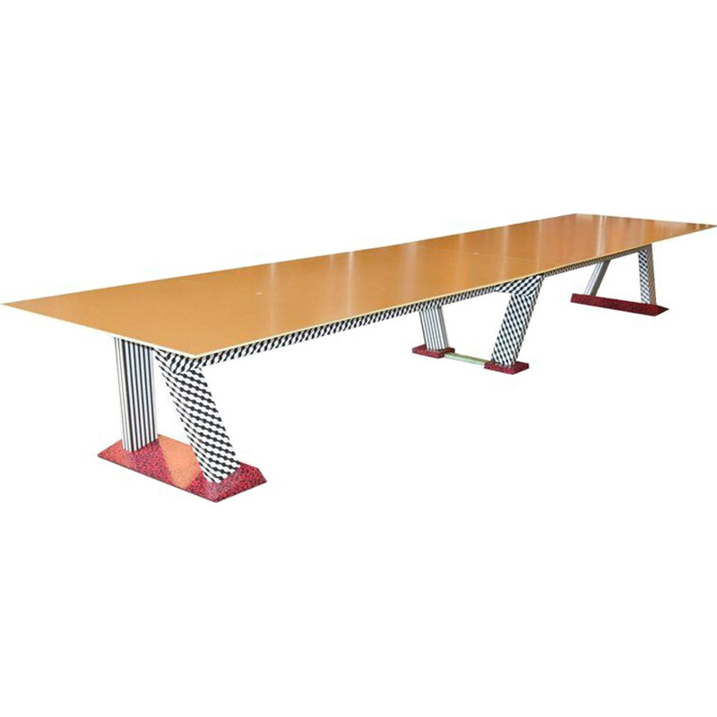 Memphis style conference table in laminated wood