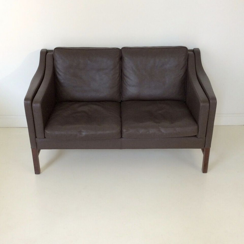 Vintage 2 seater sofa in brown leather  1970s