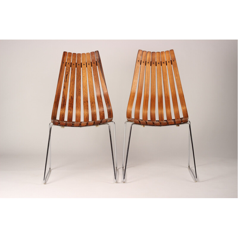 Suite de 4 chaises à repas vintage par Hans Brattrud en palissandre, 1958