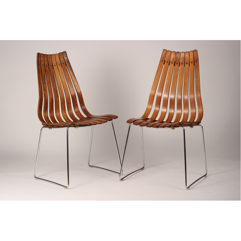 Set of 4 vintage dining chairs by Hans Brattrud in rosewood, 1958