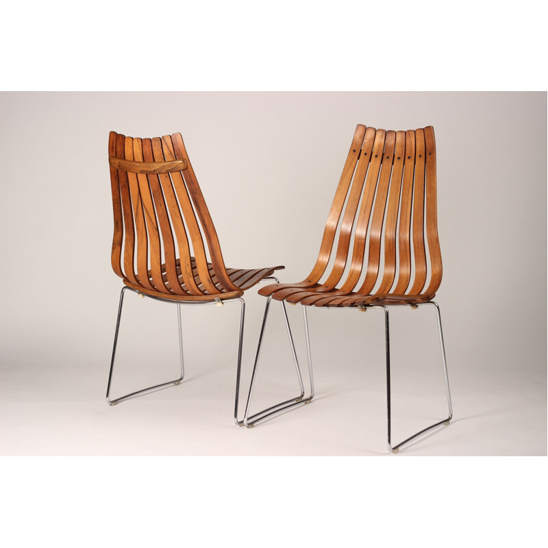 Suite de 4 chaises à repas vintage par Hans Brattrud en palissandre, 1958