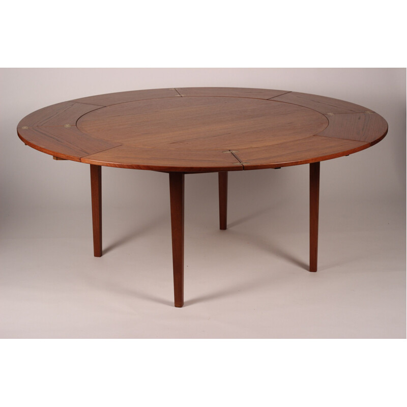 Table à manger vintage Flip Flap en teck par Dyrlund 1950