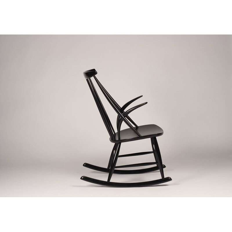 Vintage black rocking chair by Illum Wikkelso 1958s