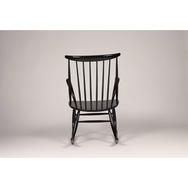 Vintage black rocking chair by Illum Wikkelso 1958s