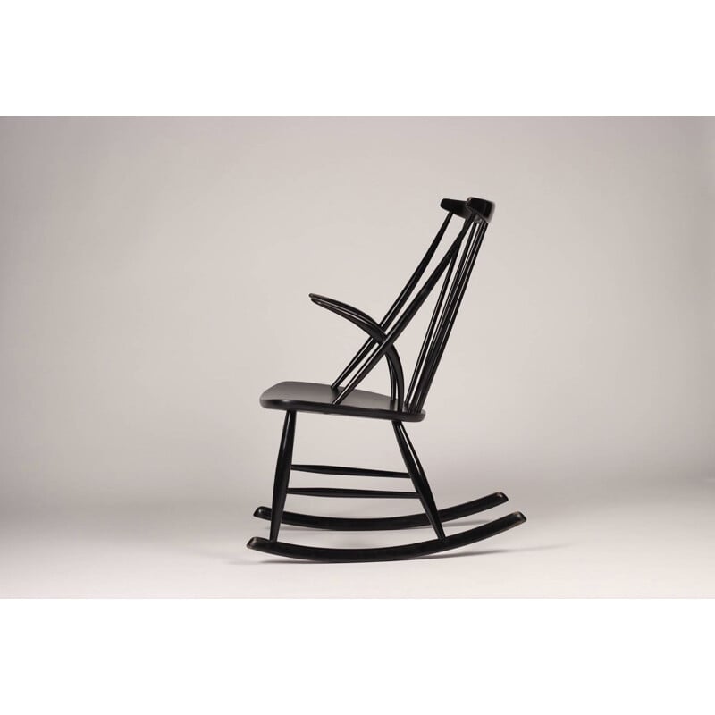 Vintage black rocking chair by Illum Wikkelso 1958s