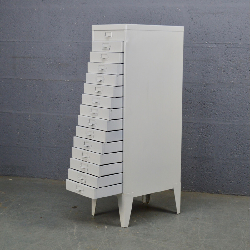 Vintage chest of drawers in steel white 1960s