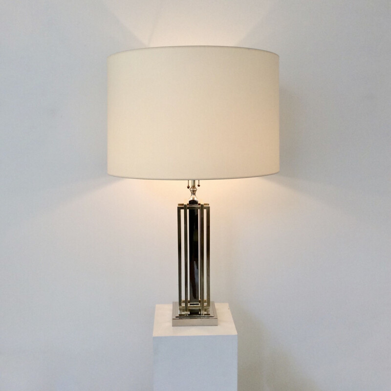 Lampe vintage pour Lumica en chrome et laiton 1970