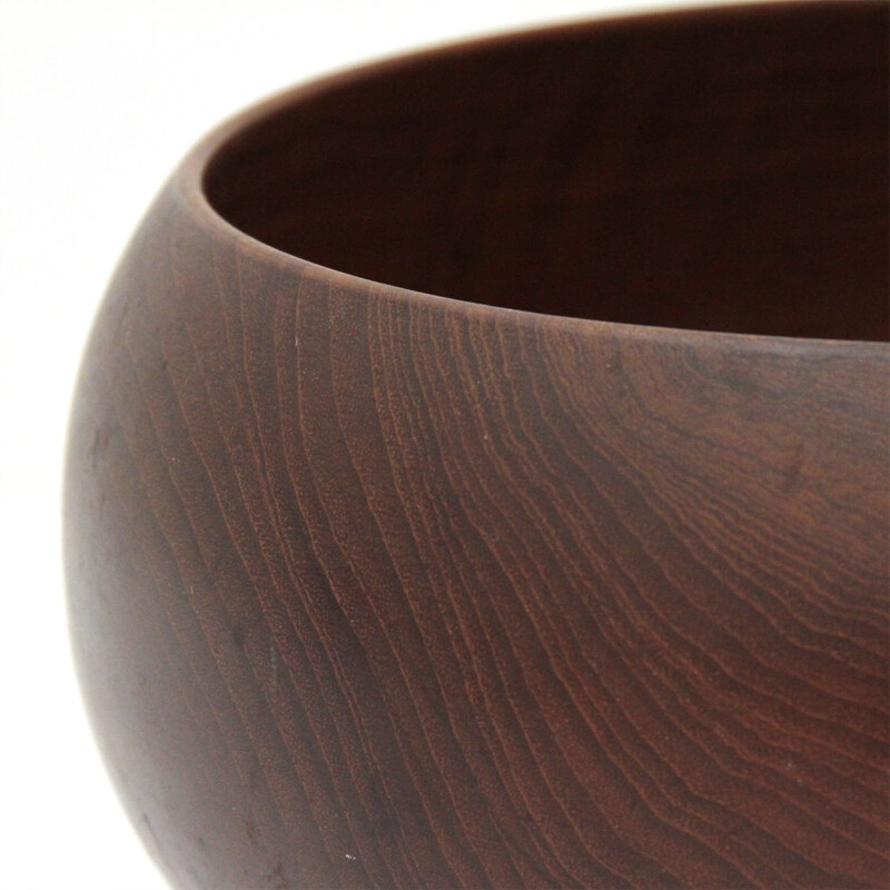 Vintage round teak bowl by S&K Holboll