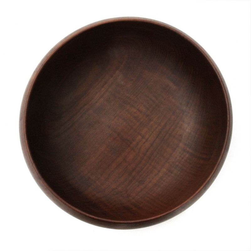 Vintage round teak bowl by S&K Holboll