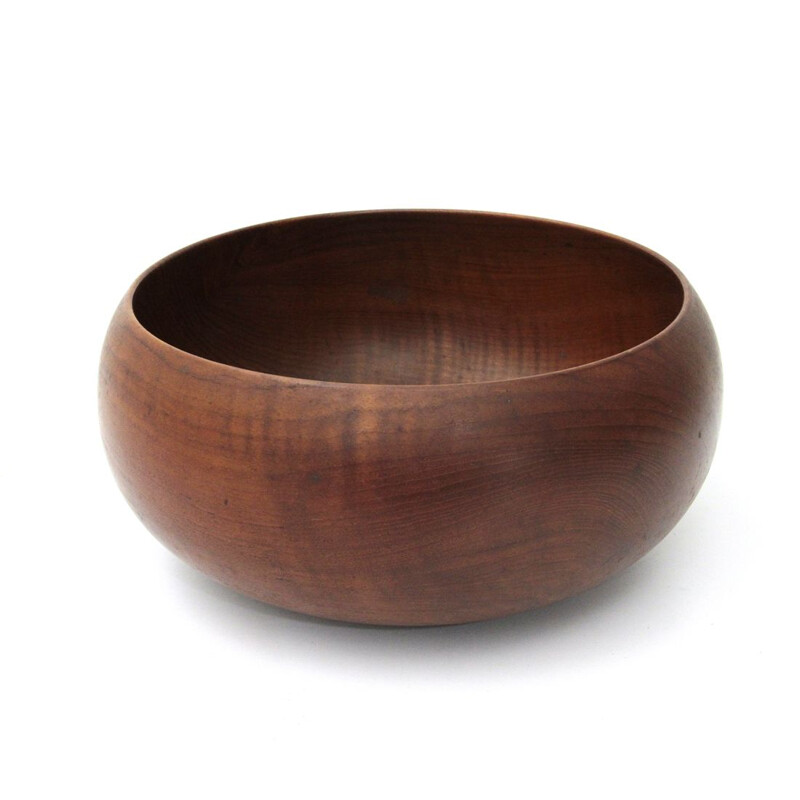 Vintage round teak bowl by S&K Holboll