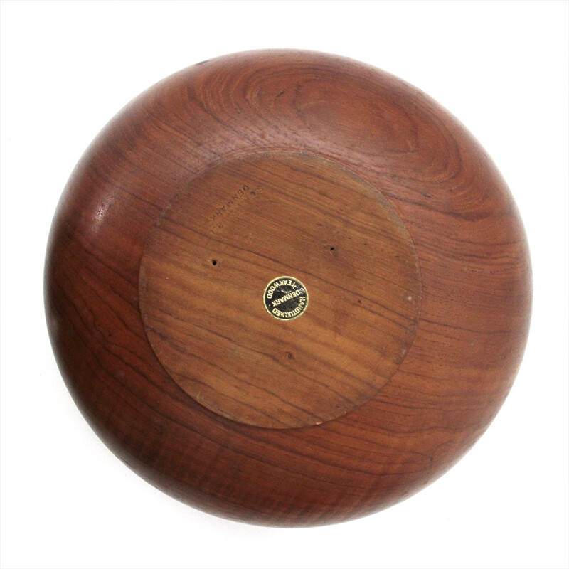 Vintage round teak bowl by S&K Holboll