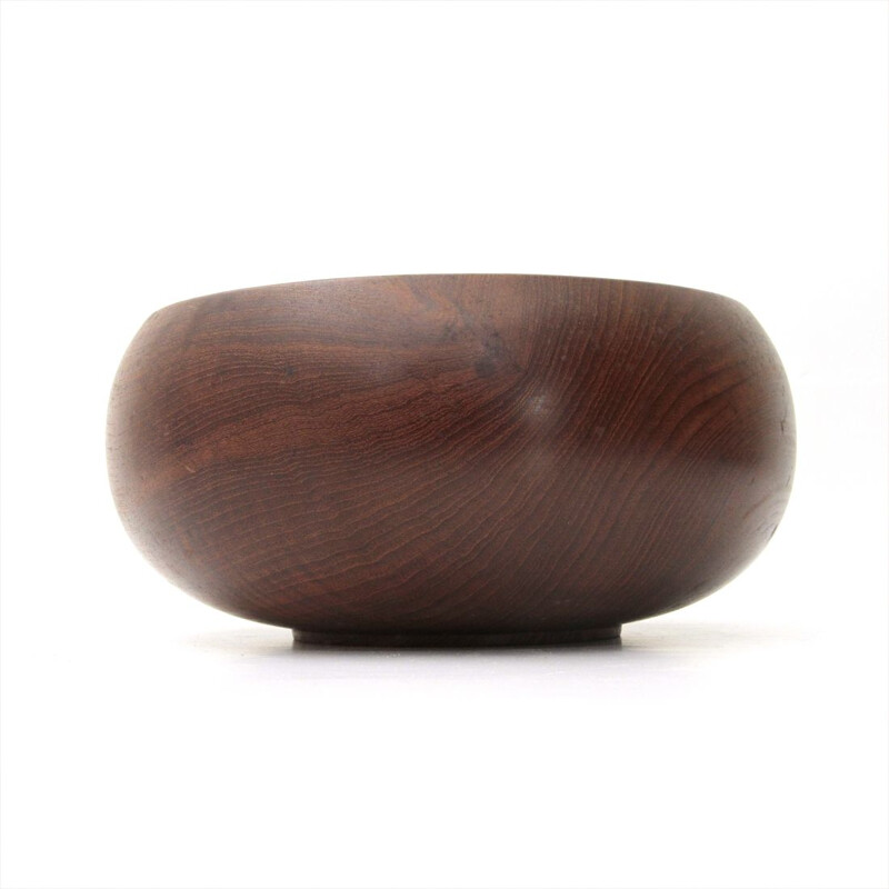 Vintage round teak bowl by S&K Holboll