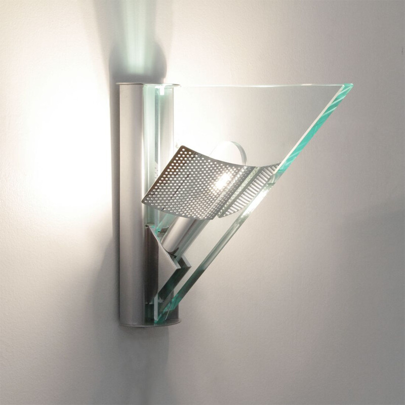 Applique vintage Icaro pour Artemide en verre et métal 1980