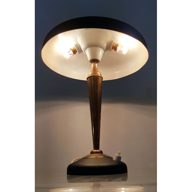 Lampe vintage italienne réglable pour Stilnovo en aluminium noir et laiton