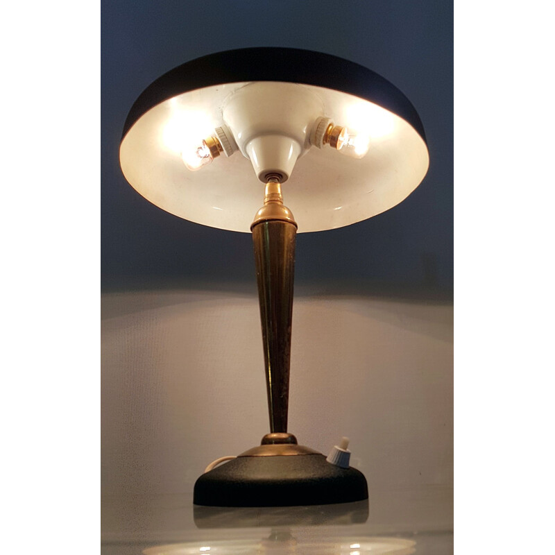 Vintage italian adjustable lamp for Stilnovo in black aluminium and brass