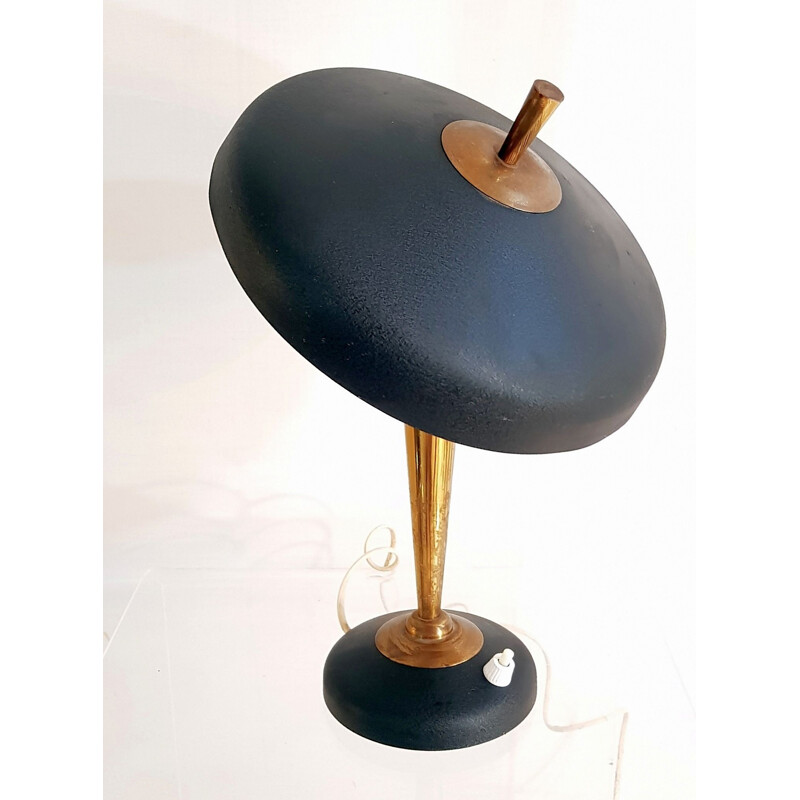 Vintage italian adjustable lamp for Stilnovo in black aluminium and brass