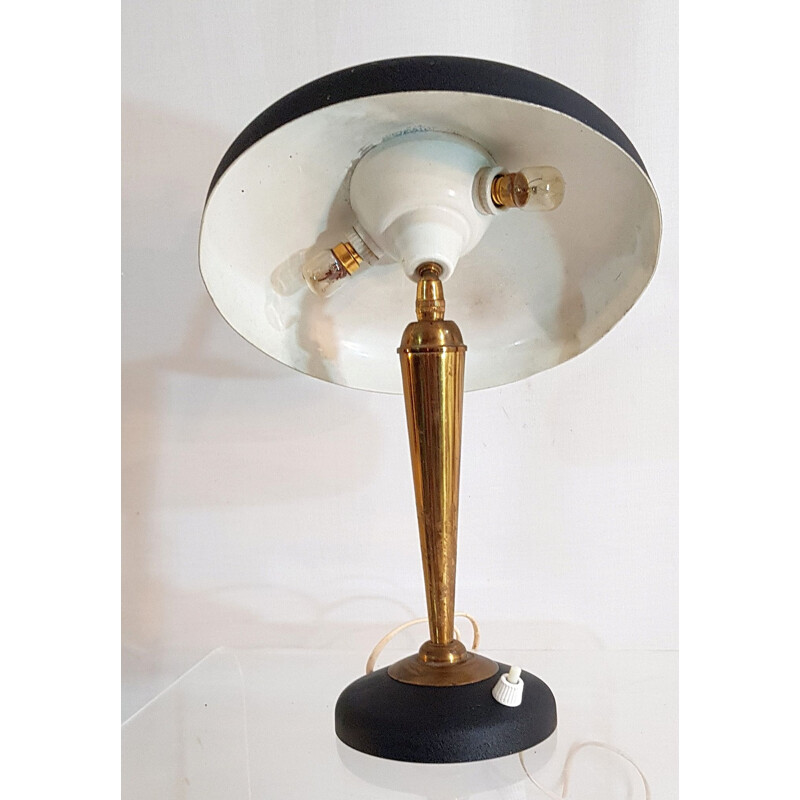 Vintage italian adjustable lamp for Stilnovo in black aluminium and brass