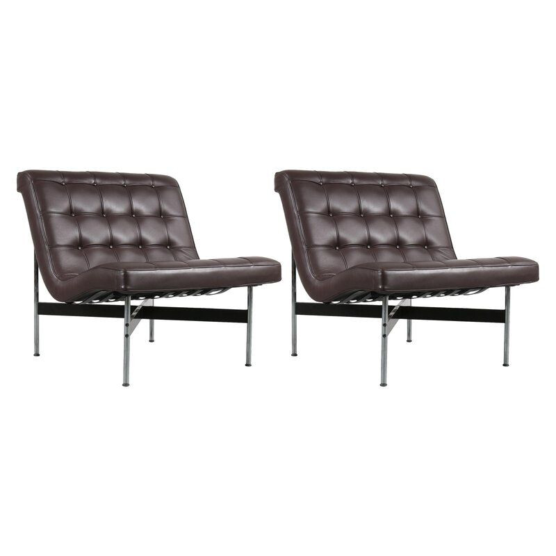 Pair of vintage armchairs for ICF Milano in brown leather and metal 1990